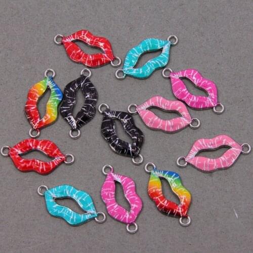 5pcs fashion sexy colorful lips alloy bracelet connector charm DIY necklace accessories DIY handmade jewelry wholesale