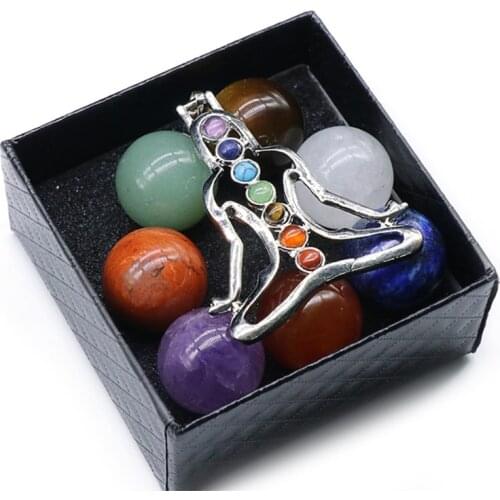 7 Pcs Natural Chakra Energy Stones Healing Gemstone Rock Mineral 20mm Crystal Ball Beads Guides Meditation