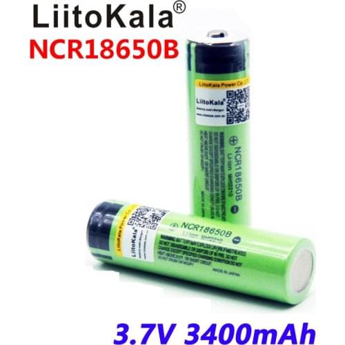 100PCS NEW Liitokala 18650 Battery 3400mAh 3.7V Li-ion NCR18650B Battery 18650 Rechargeable for Flashlight (NO PCB)