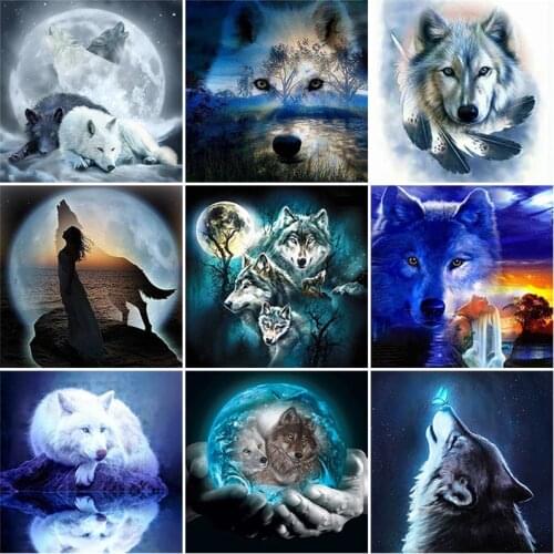 DIY Wild Wolf 5D Diamond Painting Full Round/Square Rhinestone Mosaic Diamante Embroidery Cross Stitch Wall Art Home Best Gift