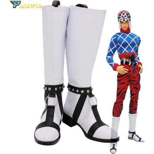 JOJOS BIZARRE ADVENTURE 5 GUIDO MISTA Cosplay Shoes White Boots Custom Made
