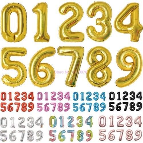 DHL 200pcs 32/40inch Rose Gold Silver Aluminium Foil Number Balloons 0-9 Birthday Wedding Party Decor Ball Supplies Cartoon hats