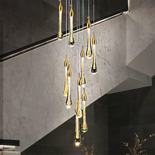 Feimefeiyou 2021 Stairwell Meteor Shower Glass Postmodern Crystal Creative Restaurant Bar Designer Long Water Drop Chandelier