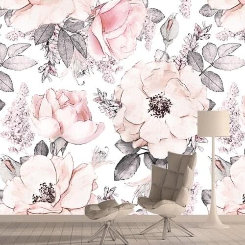 Custom Pink Rose 3d Photo Wall Papers Home Decor Wallpapers for Living Room Girl Wallpaper Mural Self Adhesive Walls Murals Roll