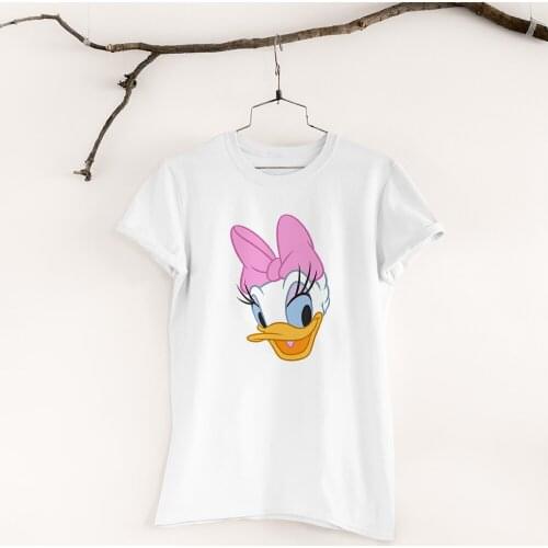 Disney Summer New Women T-shirts White Clothes Top Harajuku Fashion T Shirts Female Daisy Pattern Short Sleeve Korean Style Cute