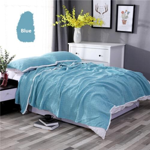 100%Cotton Gauze Muslin Throw Blanket for Bed Cotton Bed Cover Sofa Summer Bedspread for Kids Adults Blue Pink Coffee