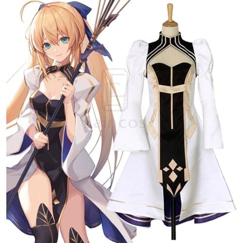 Fate Grand Order Artoria Caster Saber Cosplay Costume Caster Stage 4 Cosplay Dress Outfit Women Halloween Game Costumes