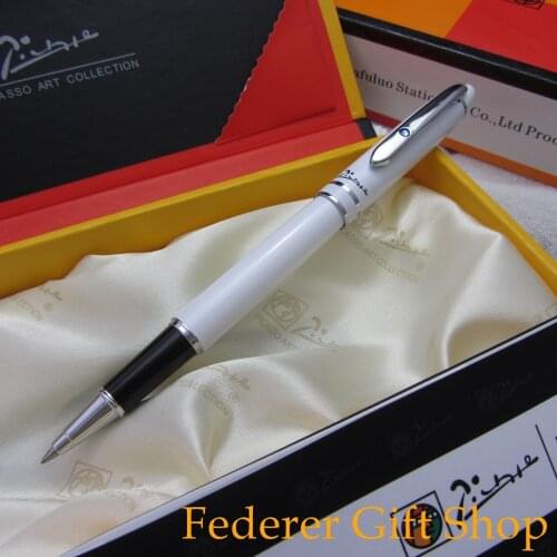 Picasso Y608 Metal Case Ballpoint Pen Gloss White RollerBall Pen Silver Diamond Clip 6 Color Optional and Original Box