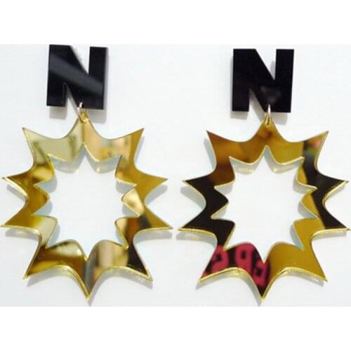 Fashion Gold Big Starlight Capital Letter N Acrylic Drop Earring For Women Hyperbole Wow Symbol Party Earrings Jewelry E19109
