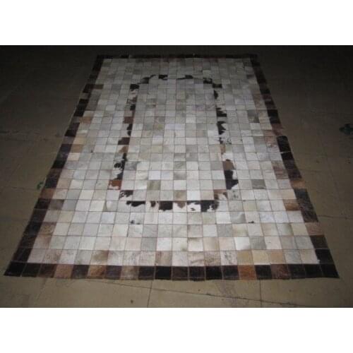 Fashionable art carpet 100% natural genuine cowhide leather shaggy rug
