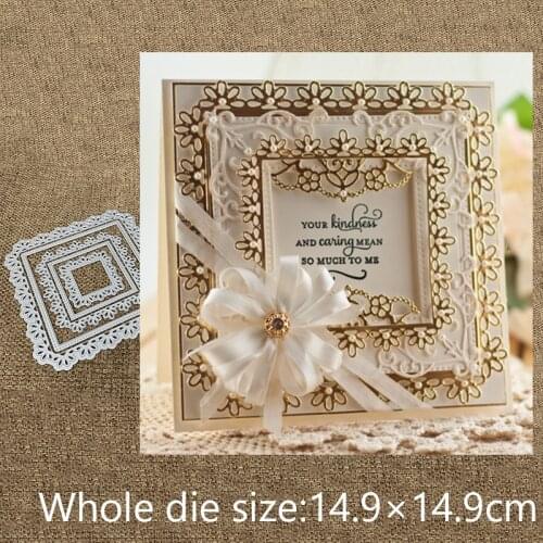 New Design Craft Metal Cutting Die cut die 5pcs flower square frame scrapbooking Album Paper Card Craft Embossing Die Cut