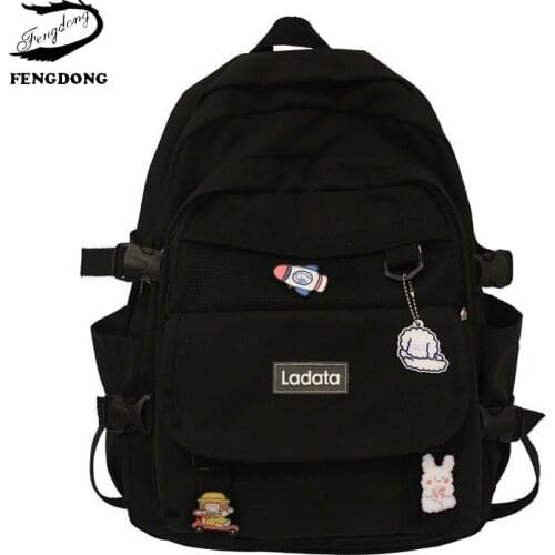 New Mesh Cute Women Backpack Badge Travel Backbag Kawaii College Student Schoolbag Laptop School Bags For Teenage Girls 2021