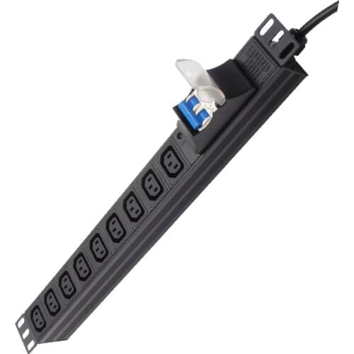 19inch PDU Power Distribution Unit Cabinet Power Strip 8AC IEC C13 Male Socket Outlet with Air Switch 2M Extension Cord Socket