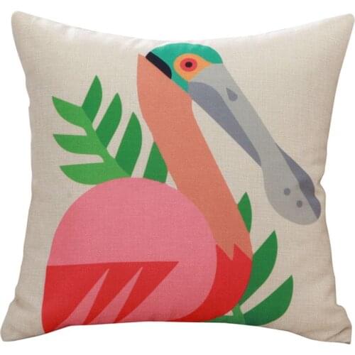 Cartoon Design Geometric Colorful Duck Linen Cotton Pillow Case Sofa Cushion Cover Square Decorative Pillow Cover