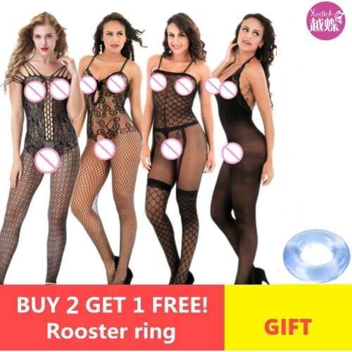 Crotchless Plus Size Sexy Lingerie Women Erotic Lingerie Hot Sex Products Sexy Costumes Underwear Intimates Goods Bodysocks