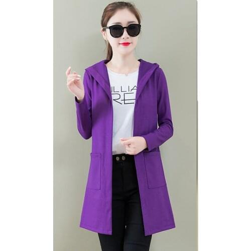 2019 spring new Korean fashion casual loose womens windbreaker womens long hooded jacket shirt A430