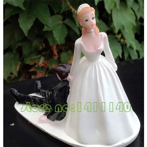 "please go to marry with me " funny wedding cake topper bride & groom cake topper figurines