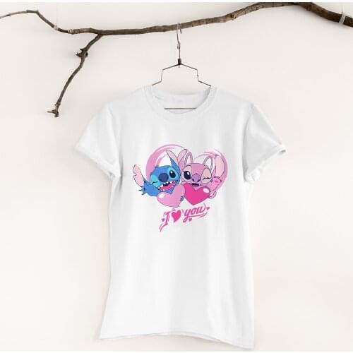 Women T Shirt Summer New Products Short Sleeve Lilo & Stitch Pattern Kawaii Tshirt Harajuku Lady Top Disney Series Printing