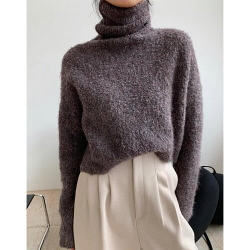 Girls Winter Turtleneck Sweater Woman Thick Loose Sweaters Vintage Long Sleeve Top Pullover Women Warm Girls Jumpers Streetwear