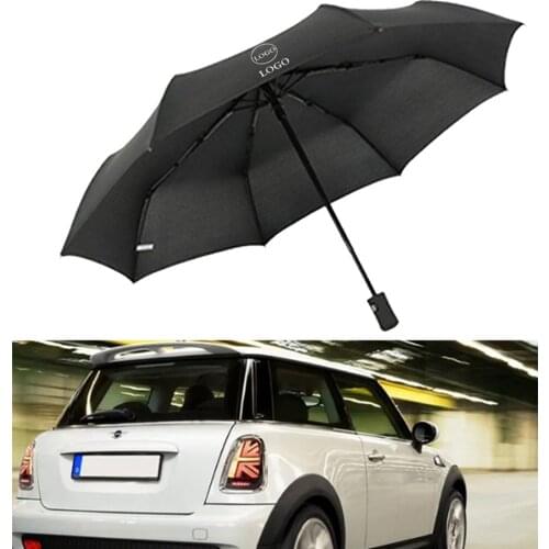 Full Automatic Business Umbrella Folding Male Female Parasol for MINI Cooper Auto Logo Emblem Umbrella Luxury Windproof Black