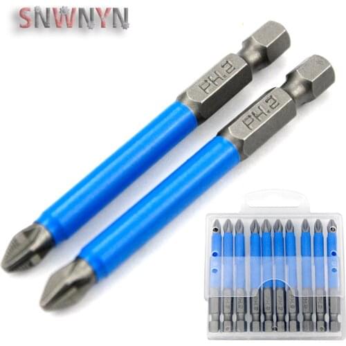 10pcs PH2 Cross Bit Head Electric Screwdriver Bits 1/4" Hex Shank Anti Slip Magnetic Screwdriver Drill Bit