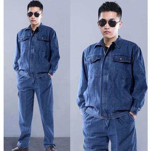 100%Cotton Working Clothes Denim Work Uniform Welding Suit Men Women Work Jacket Car Repair Workshop Mechanic Electric Coveralls