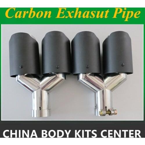 2PCS Universal Dual With Logo Carbon Fiber Exhaust Tip Matt Muffler Exhaust Pipe Exhaust Tip for BMW E70