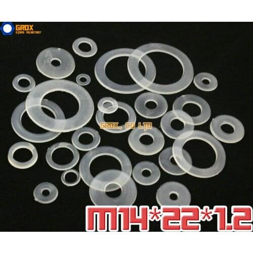 300 Pieces M14 x 22 x 1.2mm Soft Nylon Flat Washer Insulation Washer