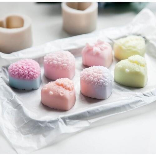 3d Heart Soap Mold Fondant Cake Silicone Mold Rose Bows Flowers Food Grade Silicone Chocolate Mold Soap Making Tools