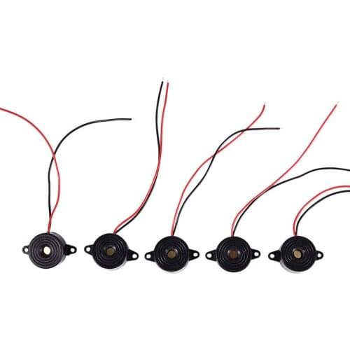 5 Pcs DC 3-24V 85dB Sound Electronic Buzzer Alarm Black 23 x 12mm