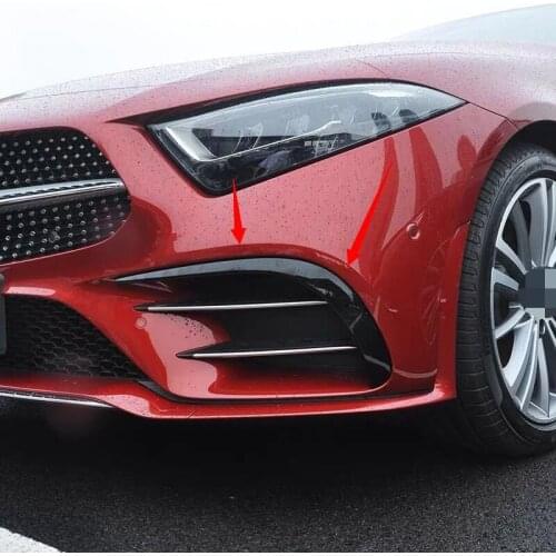 For Mercedes cls 2018 2019 accessories cls c257 modified front bumper car stickers fog lights decorative bright strip