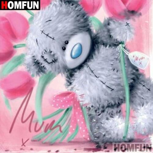 HOMFUN Full Drill Diamond Painting "Cartoon bear" DIY Picture Of Rhinestone 5D Diamond Embroidery Cross Stitch Decor A00451