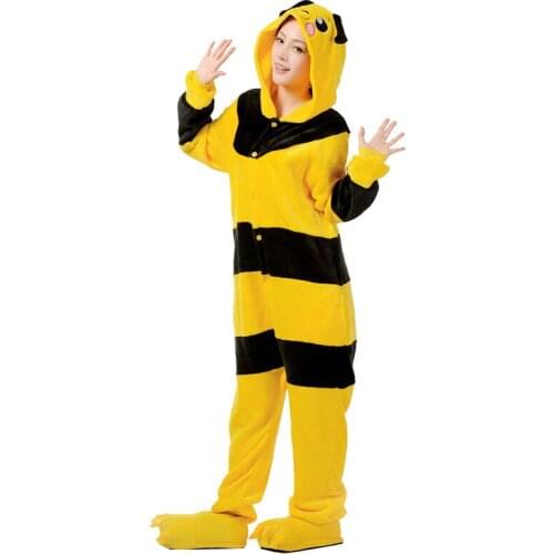 Anime Animal Yellow Bee Costume Pajamas Cosplay All jumpsuit Adult Women Men Onesie Pyjamas Party Dress