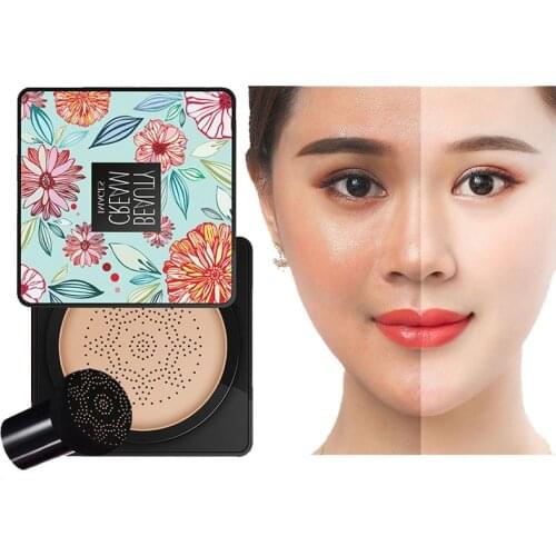 BB Air Cushion Foundation Korean Mushroom Head CC Cream Concealer Whitening Makeup Cosmetic Waterproof Brighten Face Base Tone M