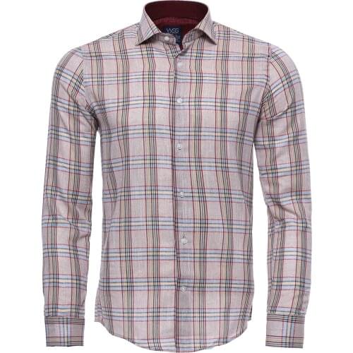 Beige Plaid Slim-Fit Shirt Wessi