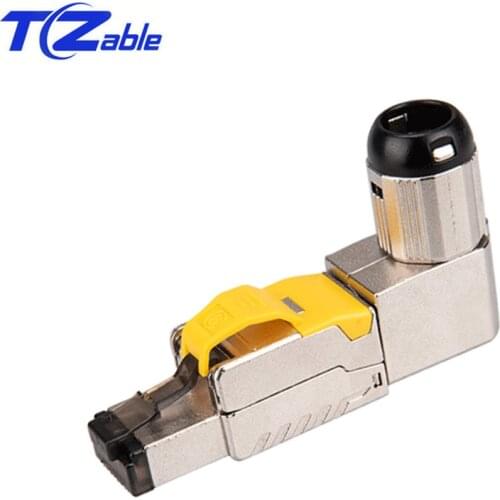 Network Adapter Cat6A Cat7 Cat8 RJ45 90 Degree Connector 40Gbps 2000MHz Ethernet Shielded LAN Cable RJ 45 8P8C Networking Plug