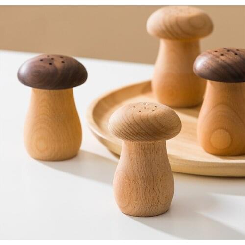 Wood Toothpick Holder Black Walnut Cute Mushroom Toothpick Dispenser Home Restaurant Beech Toothpick Can Storage Box