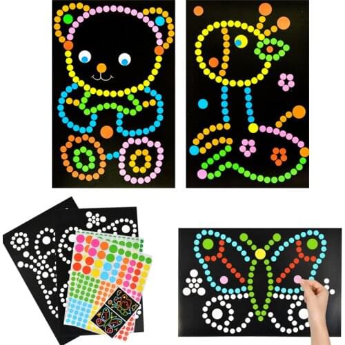 DIY Seven Color Dot Puzzle Sticker Game Cartoon Animals Children Learning Education Intellectual Development Toys