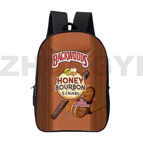 3D Print Anime Canvas Zipper Backwoods Cigars Backpacks Mochila Cartoon CIGARS School Bags Backwoods Cigars Bag Children 16 Inch