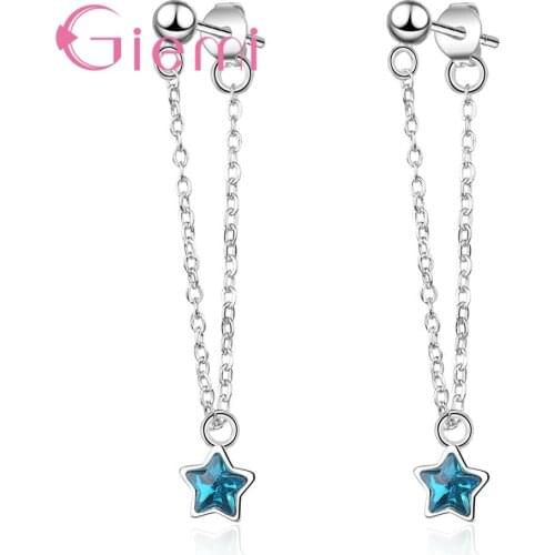 Exquisite Elegance Genuine 925 Sterling Silver Luscious Lovely Star Shape Crystal Cubic Zirconia Jewelry For Women Girls