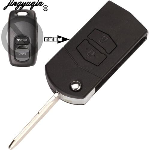 Jingyuqin Modified 2 Buttons Flip Folding Car Remote Key FOB For Mazda 3 5 6 MPV Protege cx-5 Case Cover maz24