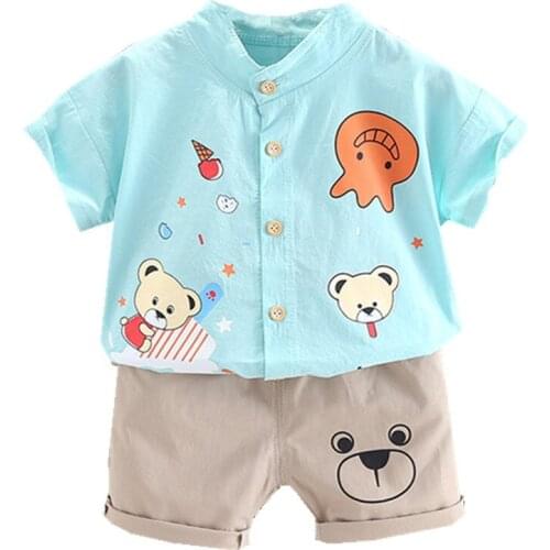1-4 Years infant Baby Boys Clothes Suit Summer Toddler animal T-shirt +Shorts Casual pants Kids 2pcs Children Clothing Set Cheap