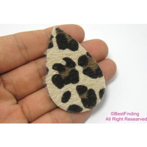 Leather pieces Leopard 55x36mm Teardrop leather piece Earring pendant