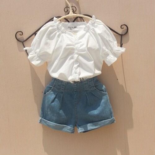 Summer Cotton Shirts for Teenage Girls Taro Purple Puff Sleeve Blouses Fashion White Square Collar Shirt Girls Clothes 10 12 Y