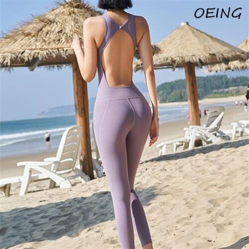 Summer Air Yoga Jumpsuits Sets Tights High Waist Backless Sexy Sport Wear Ballet Dancing Trainning Suits