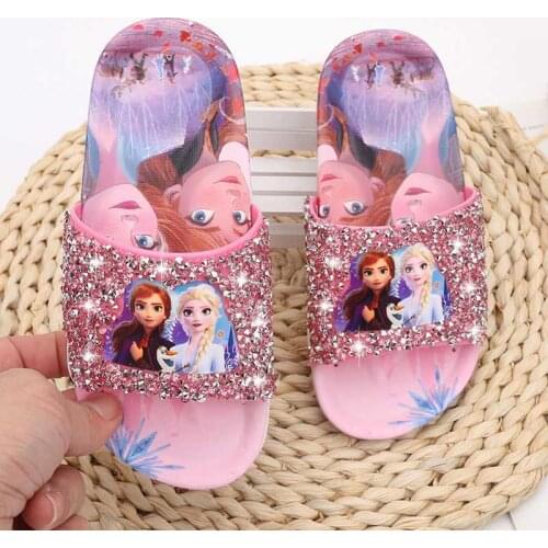 Disney Frozen Girls Slippers Summer New Children Sophia Little Princess Cute Non-slip Soft Bottom Baby Home Sandals and Slippers