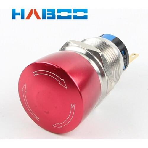 10pcs/lot P19-F4R1dia.19mm metal emergency stop switch 1NO+1NC stainless steal emergency push button switch waterproof IP67