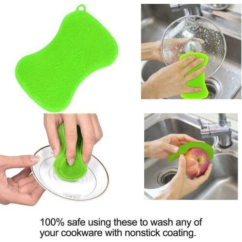 Multifunctional Super Soft Silicone Dishwashing Brush Dishwashing Cloth Brush Cleaning Kitchen Dish Thickened Decontaminati Y2K5