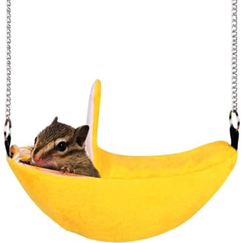 1 PC Cute Pet Hamster Hanging House Soft Hammock Small Pet Cotton Cage Sleeping Pet Bed Banana Design Small Animals Nest