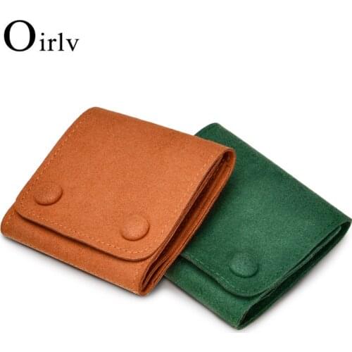 OIRLV 5PC/Lot Jewelry Bag Microfiber Jewelry Pouch Snap Ring Necklace Organizer Bag Orange Green Bracelet Gift Bag